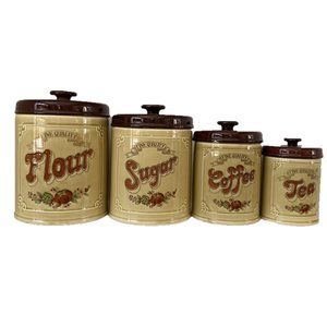 Vintage Stoneware Asake Tiered Canister Set (Four Piece)